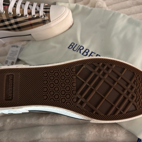 Burberry Checkered Sneakers in Beige and Black - Picture 2 of 5